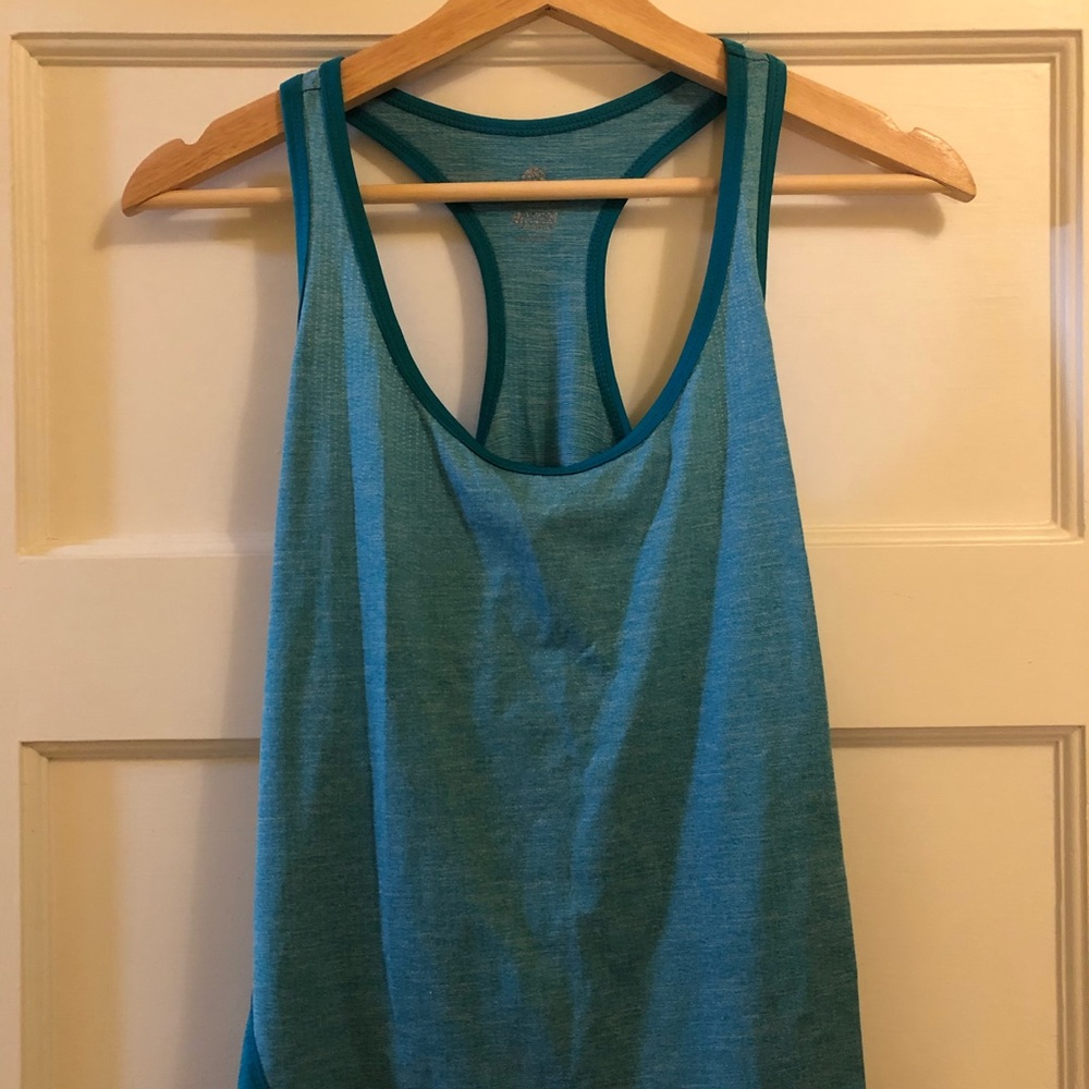 Blue/green workout racer back tank